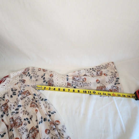 Entro Womens Blouse with Bishop Sleeves and Knitted Detail Size M Peasant Hippie - Picture 7 of 8